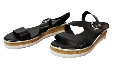 Sandalias planas de cuero negras Marc Fisher para mujer talla 9,5 M Foto 1 de 4
