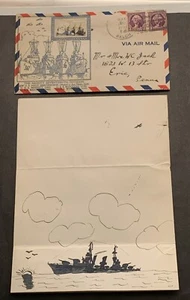 War Ship The Balch The 7 Th Division Letter And Envelope W/ship  Pre WWII 1938 - Picture 1 of 8