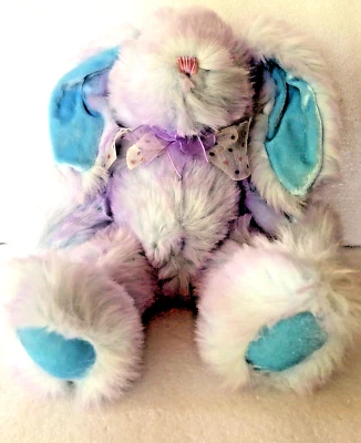 Dan Dee Collectors Choice 10" Plush Bunny Purple Turquoise Rabbit Easter Spring - Image 1 of 4