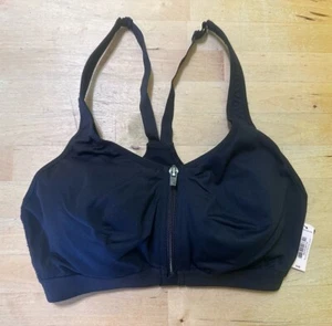NWT VICTORIAS SECRET SPORT ZIP UP SPORTS BRA 34B BLACK RUNNING YOGA GYM PILATES - Picture 1 of 8