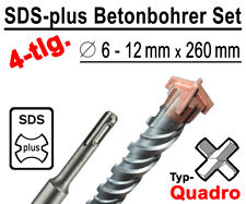 SDS-plus Betonbohrer Set 4-tlg Quadro Bohrer Hammerbohrer 6mm - 12mm x 260mm
