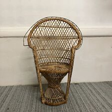 Vintage Peacock Chair Wicker Plant Stand Doll Teddy