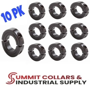 5/8” BORE DOUBLE SPLIT STEEL NEW CLAMPING SHAFT COLLAR BLACK OXIDE (Qty 10) - Picture 1 of 1