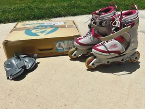 *NICE* K2 Annika adjustable US Girls 4-8 in-line skates roller blades+ knee pads - Picture 1 of 22