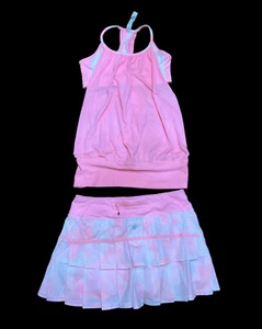 NWOT Lululemon Pace Setter Skort Skirt Tie Tye Tidal Dye Neon Pink White 6 Reg - Picture 1 of 4