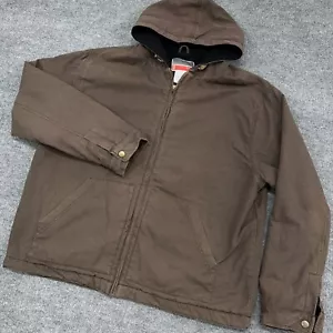 Giacca Vintage OP Tela Uomo XL Marrone Pile Foderato Cappuccio Y2K Pesante *LEGGI - Foto 1 di 11