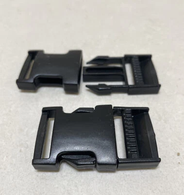 Línea delgada de plástico negro liberación lateral rápida hebilla cierre clip traje correa de 25 mm Foto 1 de 4