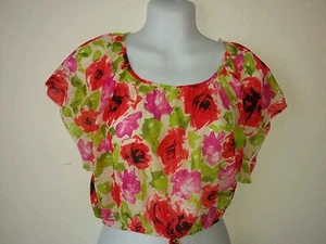 Neu mit Etikett Crop Blouson Top Rot/Rosa Large - Bild 1 von 2