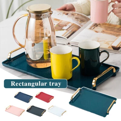 Rectangle Plastic Serving Tray with Handles Home Kitchen Supplies Nordic Serving - Image 1 of 4