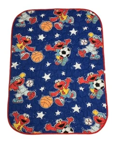 Vintage Elmo Sesame Street Sports Baseball Basketball Soccer Baby Crib Blanket - Picture 1 of 4