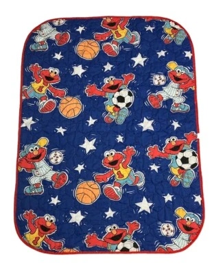 Cobertor de berço vintage Elmo Sesame Street Sports beisebol basquete futebol - Imagem 1 de 4
