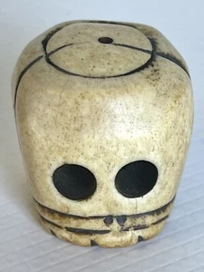 Vintage Rosenkranzkorn geschnitzter Kopf Christus Vanité Memento Mori Totenkopf 19. 3 cm - Bild 1 von 7