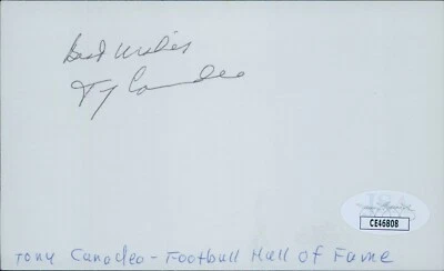 Tony Canadeo Green Bay Packers Signed 3x5 Index Card JSA Authenticated - Image 1 of 2