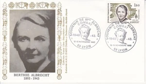 Enveloppe Philatélique 1983 Héroïne de la Résistance Berthie Albrecht - Picture 1 of 2