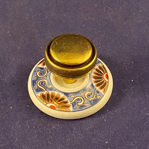 1985 Belwith Japan Ceramic Metal Drawer Door Knob NEW UNUSED Cover