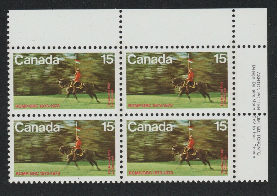 1973 Canada SC# 614 UR - R.C.M.P. Centenary - Plate Block M-NH Lot # 2518b - Image 1 of 1