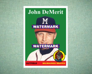John DeMerit Milwaukee Braves 1958 Style Custom Baseball Art Card - Picture 1 of 2