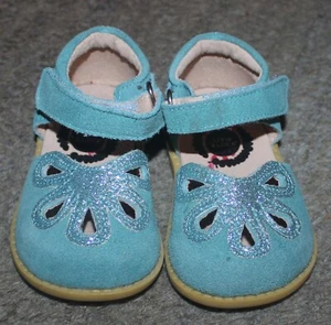 Livie and Luca Blue Petal Mary Jane Suede Leather Shoes - Size 4 - EEUC - Picture 1 of 6