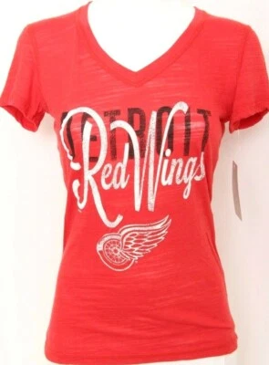 NUEVA Camiseta Detroit Red Wings Suave Manga Corta Cuello en V Cucharada Para Mujer S Foto 1 de 4