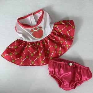 Build-A-Bear BAB Outfit rosa Hundedruck Knochen Sommerkleid Satin Höschen Unterhose - Bild 1 von 7