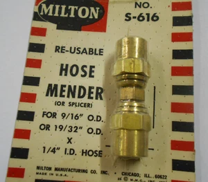 Milton s616 Wiederverwendbarer Messing Schlauch Spleißer Schlauch Mender für 1/4" ID Schlauch - Bild 1 von 2