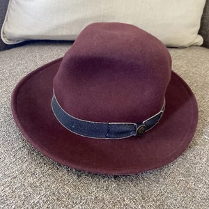 Goorin Bros Maroon Fedora Panama Style Wool Hat Made In USA - Picture 1 of 7