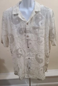 NWT Sea Shepherd Dolphin Ying Yang Button Down Shirt Mens Ivory Bone XXL 2XL - Picture 1 of 5
