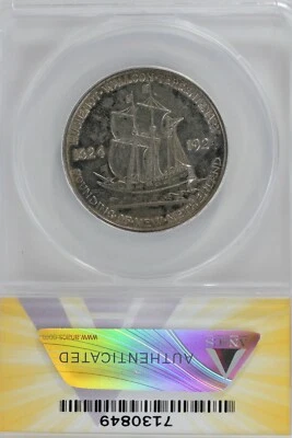 1924  .50   ANACS   AU 55   HUGUENOT    Classic Silver Commemorative Coin - Image 1 of 2