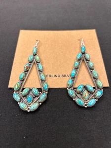 orecchini pendenti argento sterling pietre 92 turchese - Foto 1 di 3