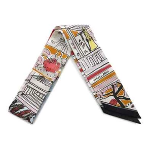 HERMES Twilly RAYURES D'ETE Rayures ?EDete Seide 100% Koralle/Schwarz/Ciel - Bild 1 von 8