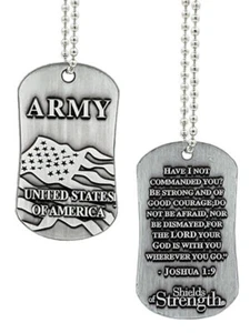 Army Antique Finish Dog Tag Necklace-Joshua 1:9 (4 Pack) - Picture 1 of 4