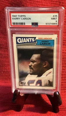 HARRY CARSON (HOF) 1987 TOPPS #25 NEW YORK GIANTS  PSA 9 - Image 1 of 2
