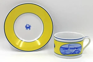 Lynn Chase Porzellan Costa Azzurra Tasse & Untertasse(n) drei Muscheln auf Untertasse - Bild 1 von 4