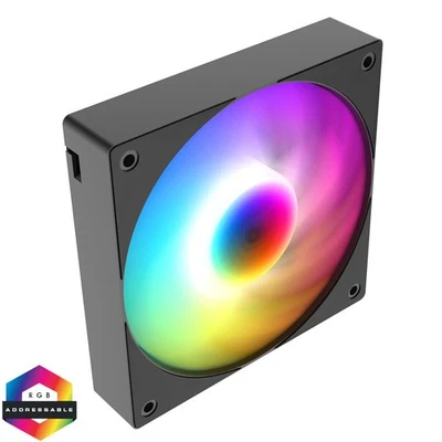 PowerCool High Flow 83CFM 12cm 120mm ARGB Black 4-Pin PWM PC Cooling Fan 1800RPM