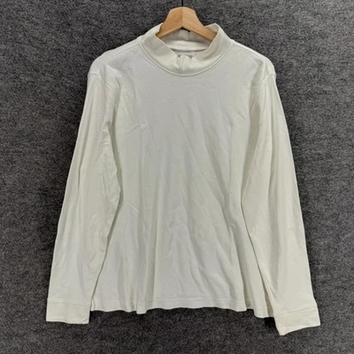 Lands' End Sweater Pullover Women XL White Cotton Knit Relaxed Fit Long Sleeve - Image 1 of 4