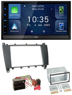 JVC DAB Bluetooth MP3 USB 2DIN Autoradio für Mercedes C-Klasse - Bild 1 von 4