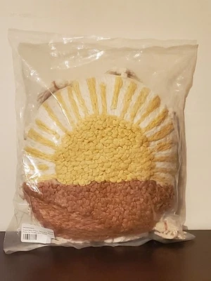 Crane Baby 12" Yellow Sunshine Decorative Round Throw Pillow w/ Tassels - Image 1 of 2