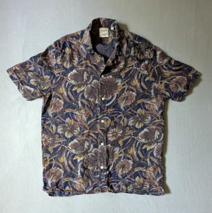 Baird McNutt Murano Leinen Hemd Herren Large Slim Fit Blau Hawaii Camp Floral - Bild 1 von 7