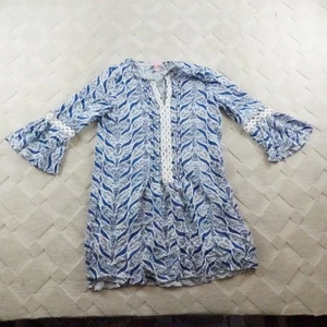 Lilly Pulitzer Hollie Tunic Dress Womens Small Floral Print Tropical Bell Sleeve - Picture 1 of 14