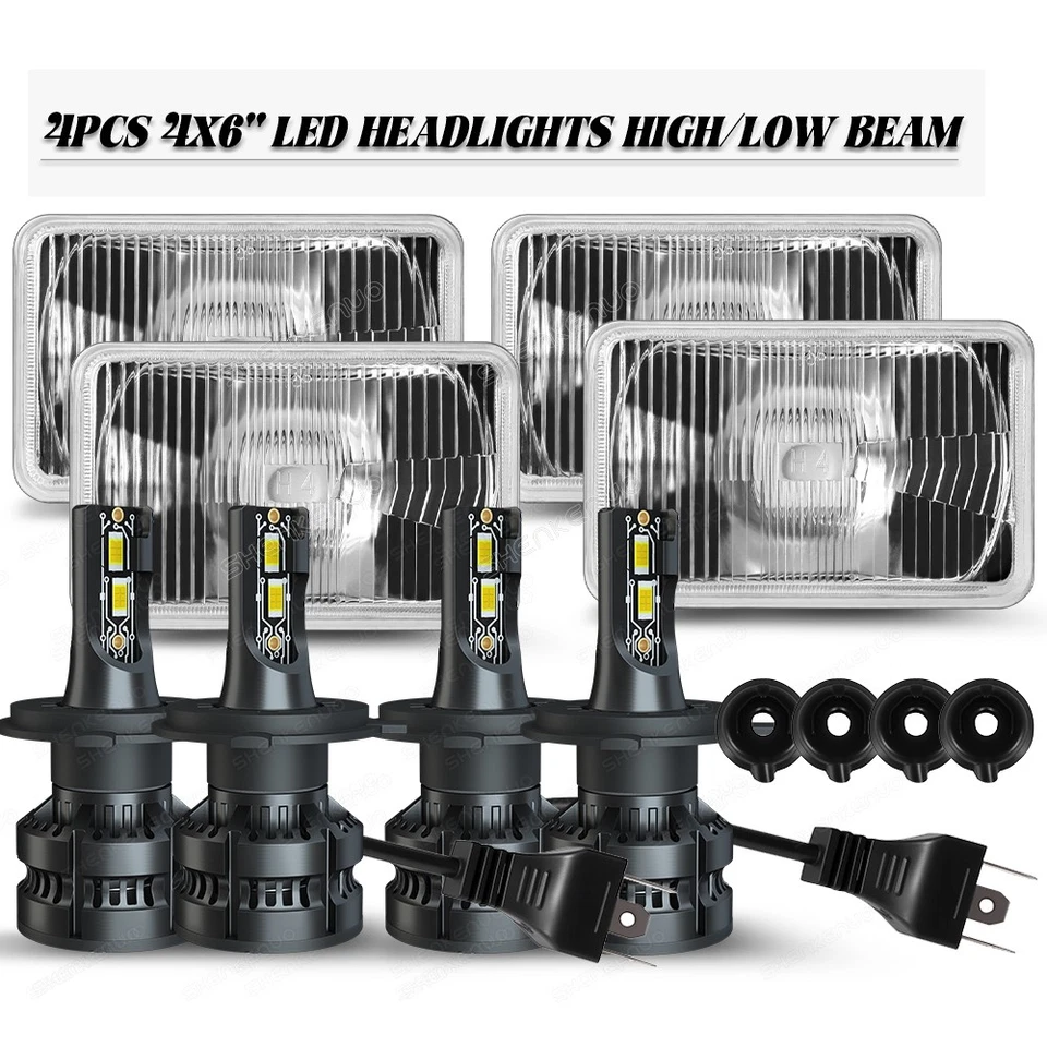4x Para GMC W3500 W4500 W5500 Delantero 4x6" pulgadas LED Faros Alto/Bajo Haz DOT H4 Foto 1 de 1