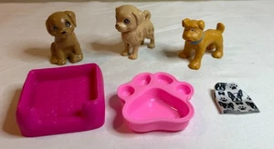 Barbie & Similar Doll Pet Accessories - 3 Dogs, Pet Bed, Bandana, More - Picture 1 of 2