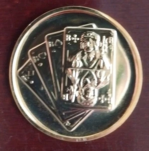 Skat, Poker - Medaille/ Emblem - Buben Vierling / Gold Farben - Bild 1 von 3