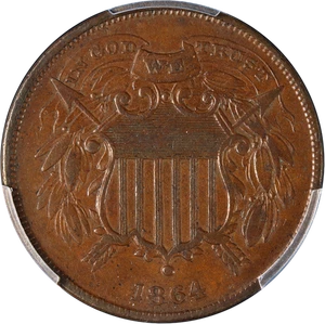 1864 Two (2) Cent Piece Small Motto CAC Sticker PCGS XF40 Key Date Strong Str... - Picture 1 of 4