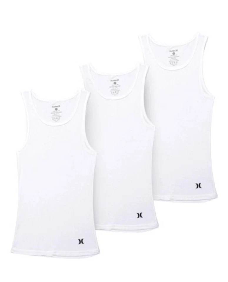 Hurley Classic Ribbed Tank Top 3-Pack Mens White Medium 38-40" 60 % cotton 40% p - Image 1 of 1