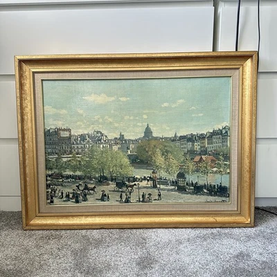Vintage large Fiehl Art Reproductions Framed Claude Monet Quai du Louvre 1960s  - Image 1 of 4