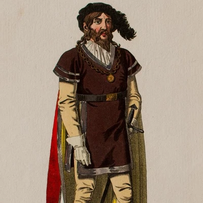 Wittich Nationaltheater Gaucher de Chatillon Templer Kostüm kolor Radierung 1812 - Bild 1 von 3