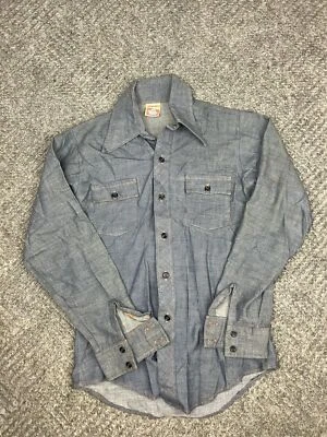 Vintage 70's Sears Put On Shop Chambray Shirt Women's Size 18 Long Sleeve Adult - Image 1 of 4