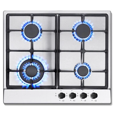 SNDOAS Piano Cottura Incasso 60 cm Gas Naturale Fornello 4 Fuochi Propano Acciaio Inox NG/GPL