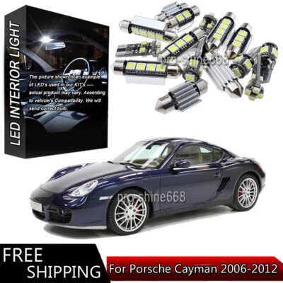 Paquete interior de 12 luces LED blancas Canbus para Porsche Cayman 2006-2012 PQ Foto 1 de 4