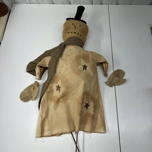 Primitive Rustic Snowman Handmade Hanging Decoration Christmas Holidays - Picture 1 of 8